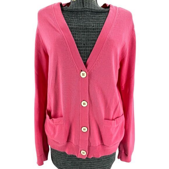 Lilly Pulitzer V Neck Pink Cardigan Ultra Soft Cotton Women's‎ Medium - Picture 1 of 9